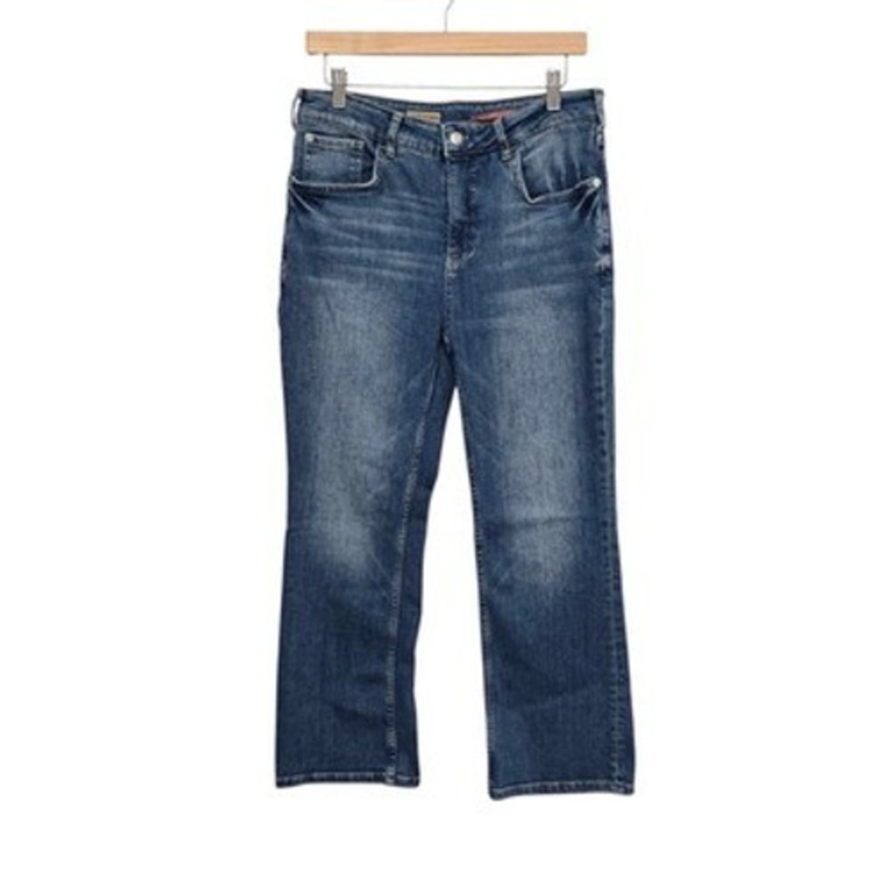 Pilcro Anthropologie Womens Mid Rise Straight Leg Cropped Blue Jeans Size 31